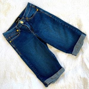 Baby Phat Women's Juniors Denim Logo-On-Pocket Walking Shorts; 9